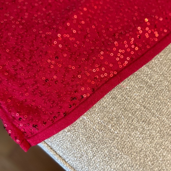 Red Sequined Cowl Neck Sweater Size Large Petite - Picture 8 of 16